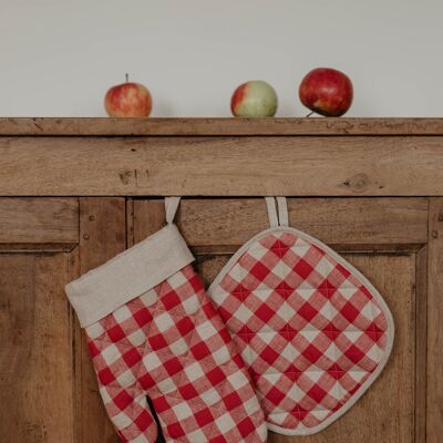 Linen oven mitt and pot holder