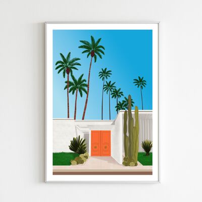 Poster Palm Springs, Die orange Tür 29,7cmx42cm
