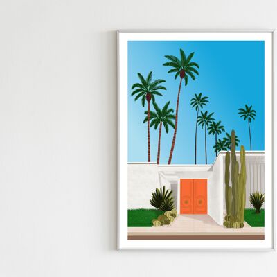 Poster Palm Springs, Die orange Tür 21cmx29,7cm