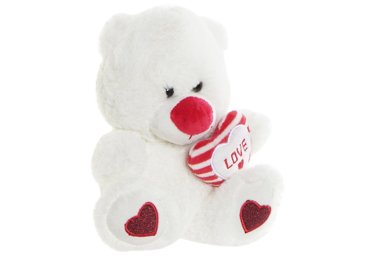 ORSACCHIOTTO POLIESTERE 17,5X15X20 ORSETTO CUORE BIANCO PE192151