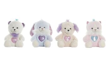 PELUCHE POLYESTER 15X15X20 ANIMAUX 4 ASSORTIMENTS. PE196965 1