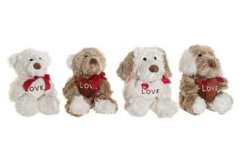 PELUCHE POLYESTER 20X20X25 COEUR ANIMAL 4 ASSORTIMENTS. PE206133 1