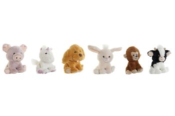 PELUCHE POLYESTER 10X7X20 ANIMAUX 6 ASSORTIMENTS. PE207454 1