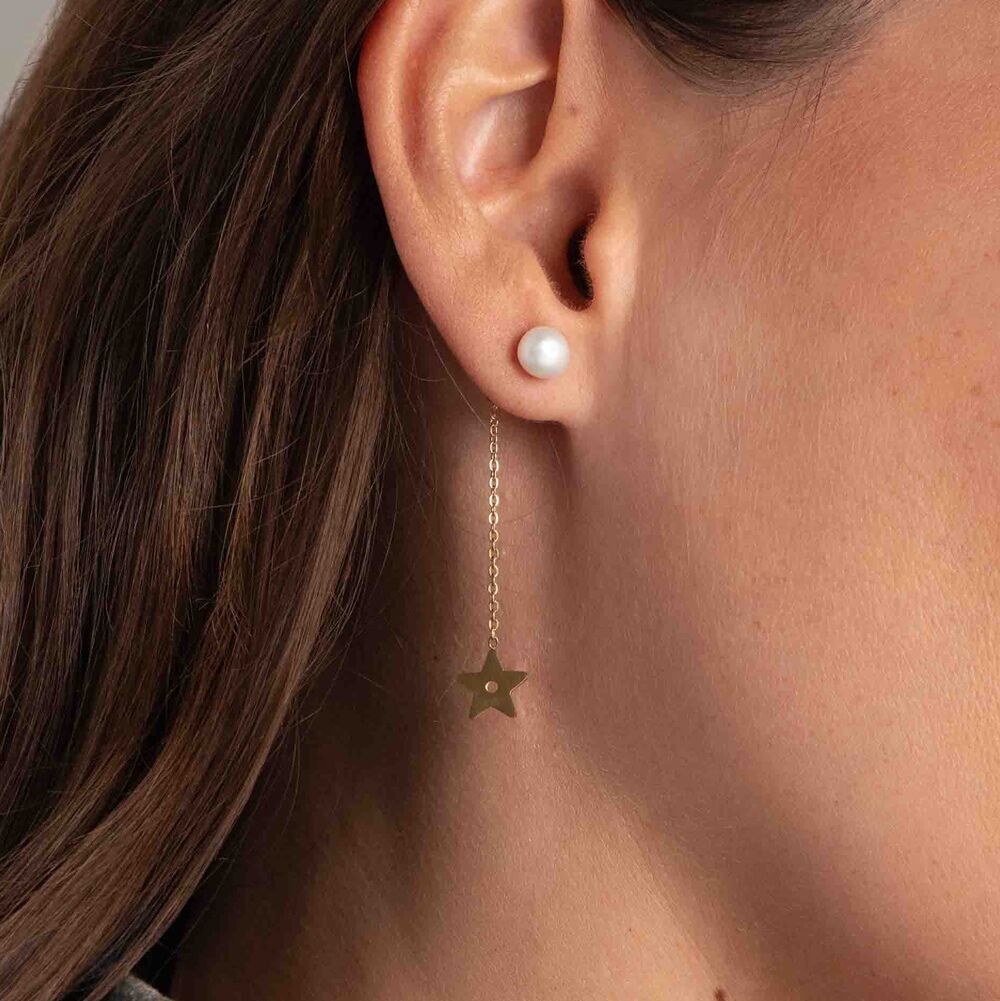 Pendientes Isadora - estrella y perla de agua dulce
