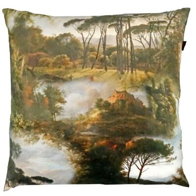 Decorative cushion V-landscape approx. 69 x 69 cm filled color. 001 loden