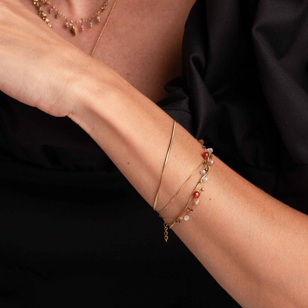 Bracciale Mélisandre - 2 file, rete a specchio, perle di ossido di zirconio