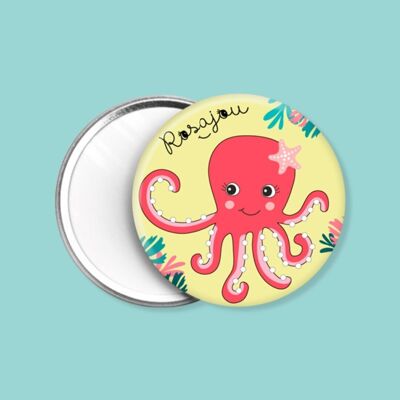 Colorful summer octopus children's pocket mirror