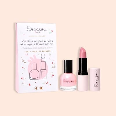 Kinderlippenstift und rosafarbener Nagellack auf Wasserbasis „Ballerina“