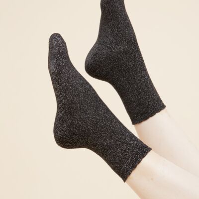 Lurex-Socken – Piratenschwarz, Größe 36–41