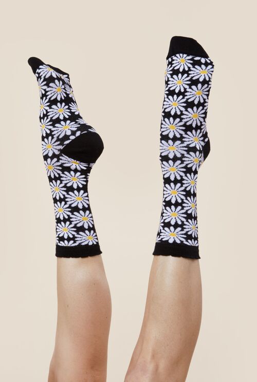 Chaussettes coton BIO - Marguerite Noir