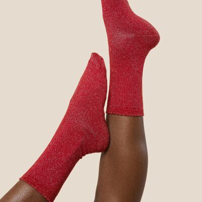 Lurex-Socken – Rot