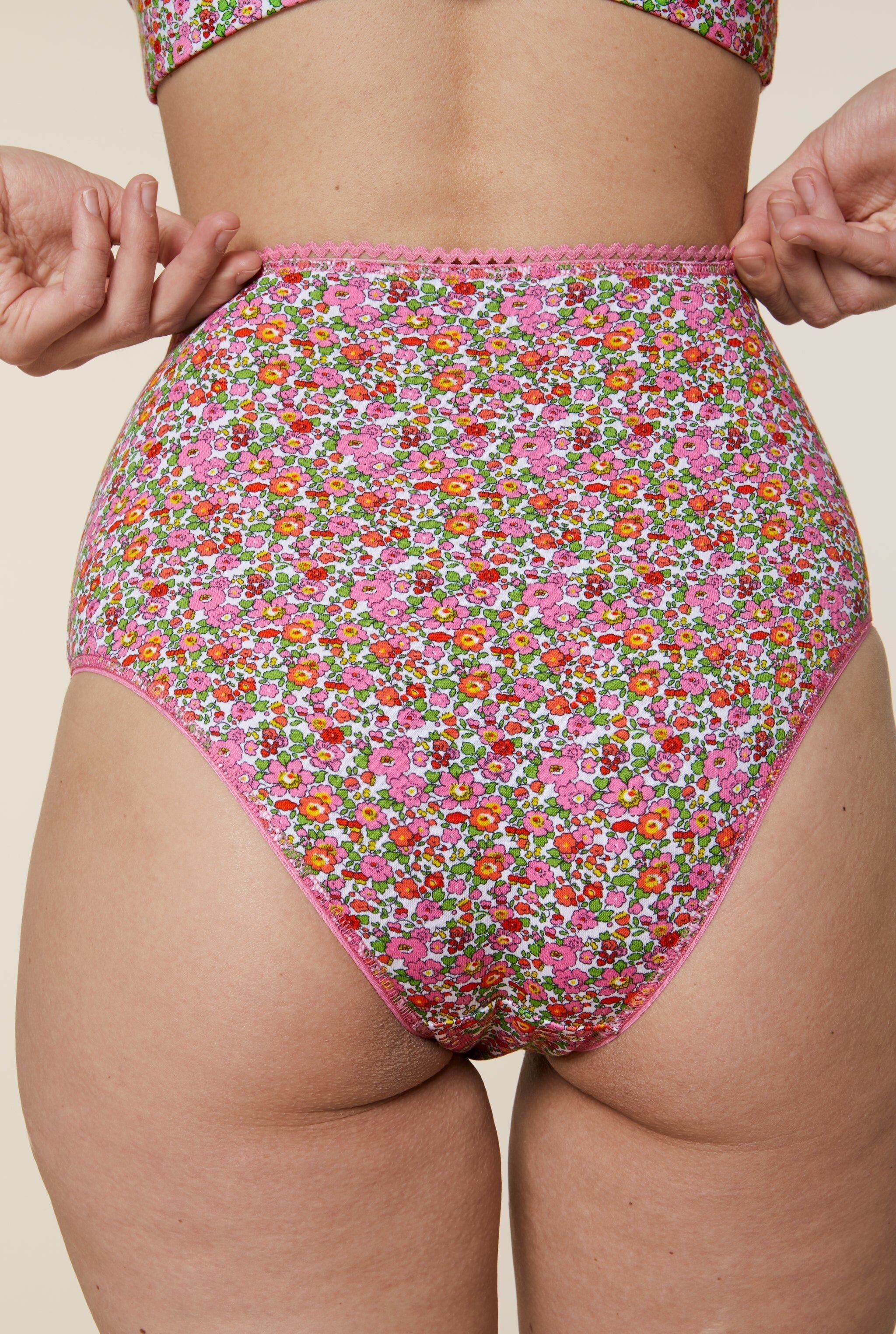 Buy wholesale High Waisted Organic Cotton Panties Liberty Flowers