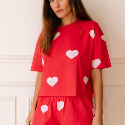 Pyjama aus Bio-Baumwolle – Big Love Red