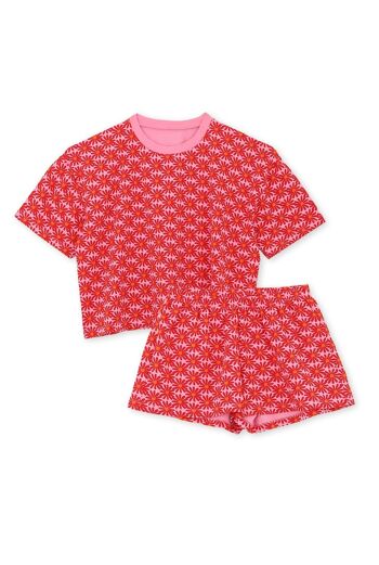 Pyjama coton BIO - Marguerite rouge 2