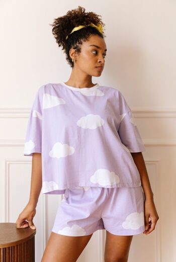 Pyjama coton BIO - Nuages Violet 1