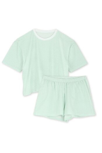 Pyjama coton BIO - Vichy vert d'eau 11