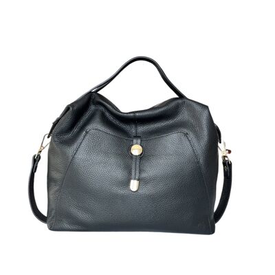 BOLSO DE MANO SARA DE PIEL GRANULADA NEGRO