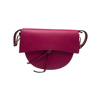 SAC EPAULE CUIR GRAINE IVANA FUSHIA 1