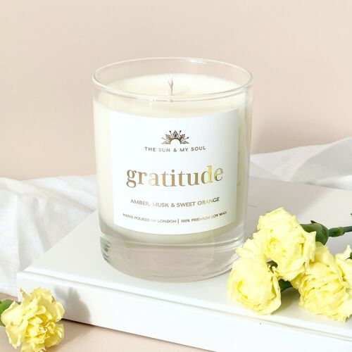 Gratitude - Amber Sweet Orange Scented Soy Candle in Gift Box