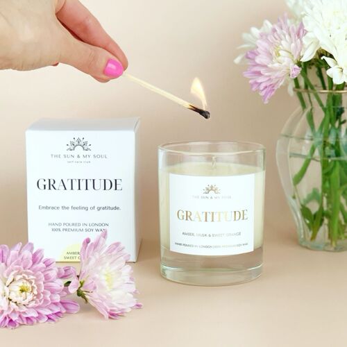Gratitude - Amber Sweet Orange Scented Soy Candle in Gift Box