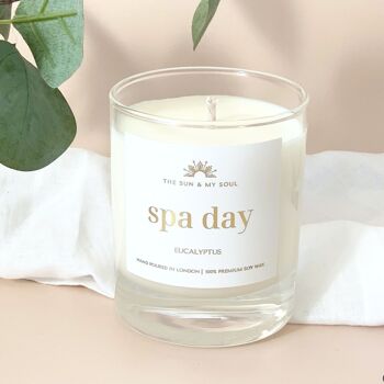 Spa Day - Bougie de soja parfumée à l'eucalyptus dans une boîte cadeau 1