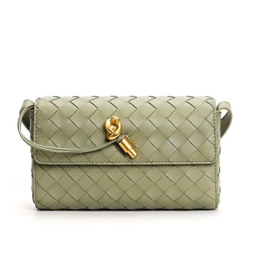 Genuine Leather Woven Envelope Shoulder Bag