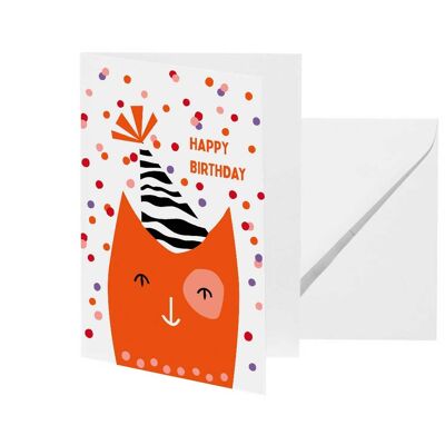 Tarjeta de felicitación feliz cumpleaños gato