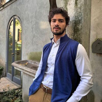 Veste homme sans manches 100% Cachemire avec fermeture zippée