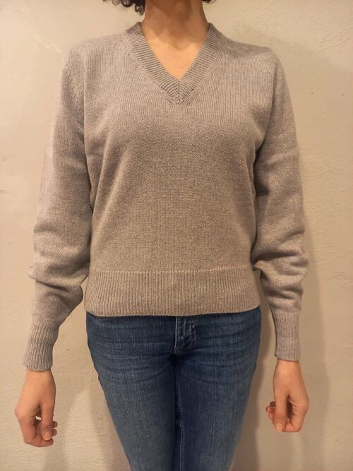 Maglia donna scollo a v misto cashmere seta e lana