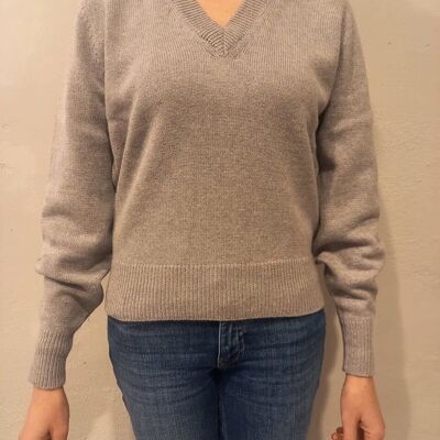 Women's v-neck sweater in cashmere, silk and wool blend