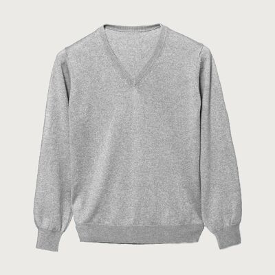 Men's V-neck sweater in extrafine merino wool