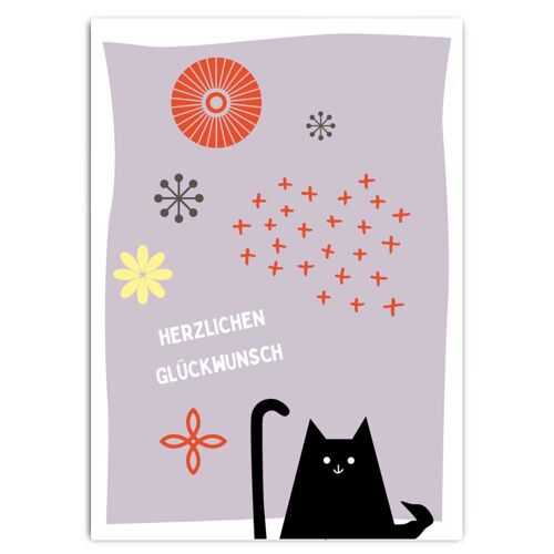 Postkarte TYPO Herzlichen Glückwunsch_Katze