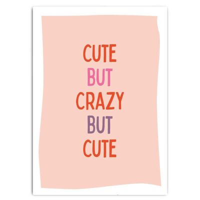 Postcard TYPO Cute but crazy but Cute
