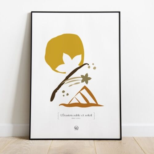 Affiche A5 par lot de 5 - Graphique “L'évasion sable et soleil - brise vanille”