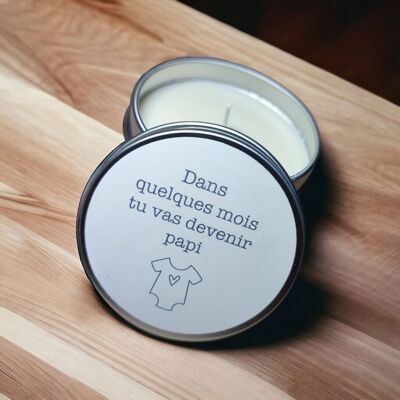 Scented candle announcing pregnancy grandpa