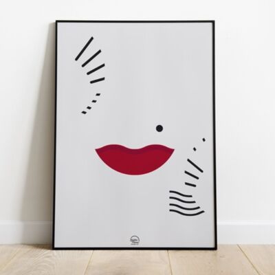 Póster A5 en un juego de 5 - Minimalismo “Baiser de Rouge”