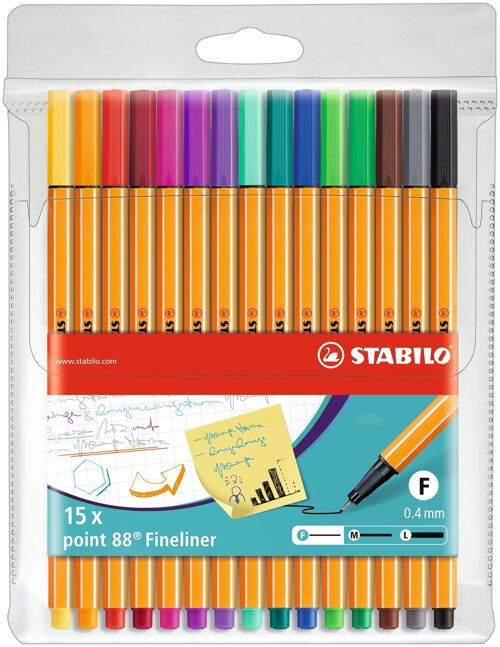 Stylos-feutre - Etui carton x 15 STABILO point 88