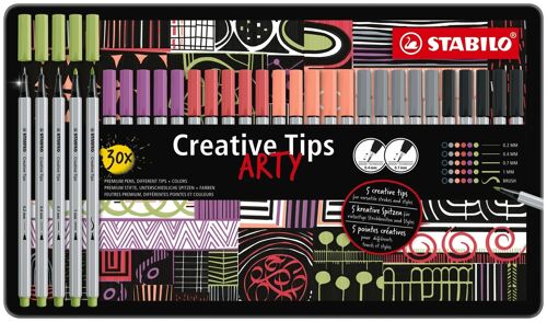 Feutre dessin - Boîte métal x 30 STABILO Creative Tips - coloris pastel