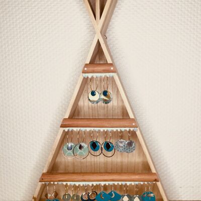 12 pairs of earrings + Tipi shape display
