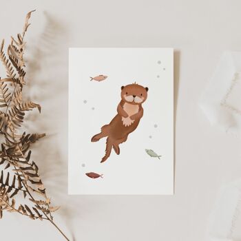 Carte postale Loutre - carte enfant animaux de la forêt 5