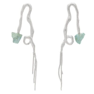 Boucles d'oreilles pipe en argent vert d'eau