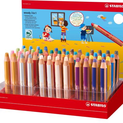 Crayons multi-talents - Présentoir x 48 STABILO woody 3 in 1