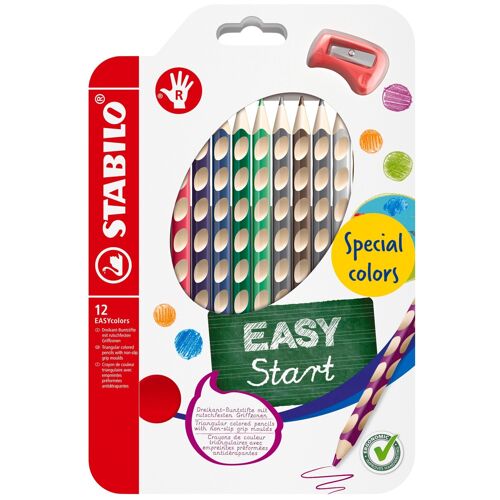 Crayons de couleur - Etui carton x 12 STABILO EASYcolors droitier coloris fun