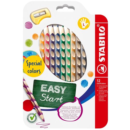 Crayons de couleur - Etui carton x 12 STABILO EASYcolors gaucher coloris fun