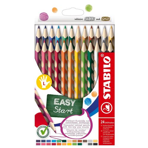 Crayons de couleur - Etui carton x 24 STABILO EASYcolors gaucher