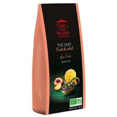 Té verde de fruta del sol orgánico - a granel 100 g