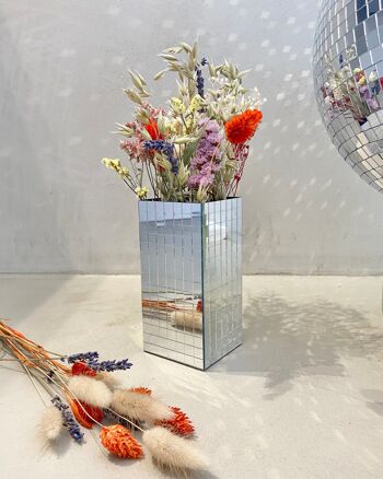 Vase Disco style boule à facettes en Mosaïque Miroir pour fleurs - Design Unique 3D 1