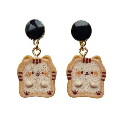 Pendientes de gatito tostado