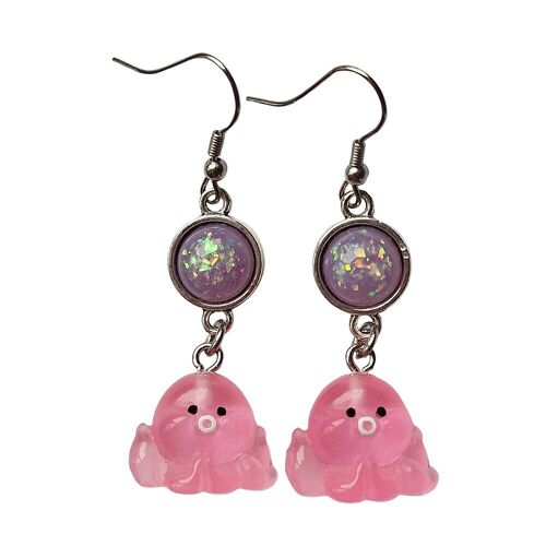 Pink Octopus Earrings