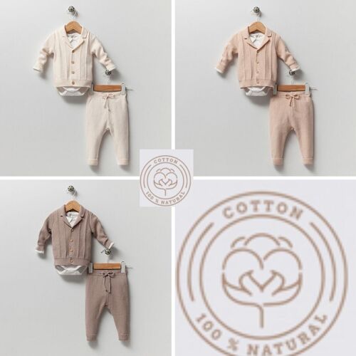 A Pack of Four Sizes Organic Cotton Knitwear Boy's Trio Jacket Style Set